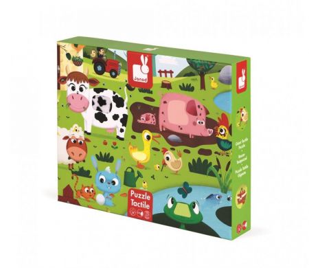 Janod Puzzle dotykové Zvířátka na farmě s texturou 20 ks