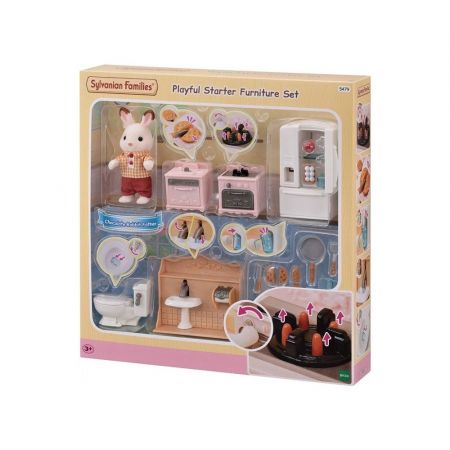 Sylvanian Families - Nábytek - startovací set nábytků a chocolate králík taťka