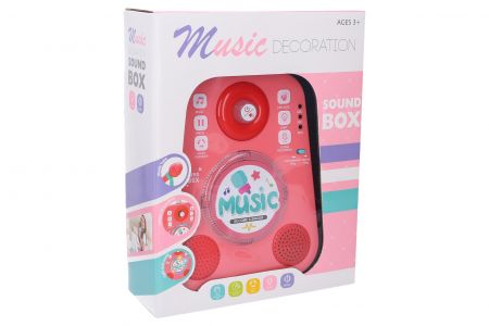 Hudební box s mikrofonem růžový 19x8,5x92 cm