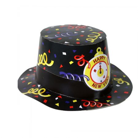 Papírový klobouk černý HAPPY NEW YEAR