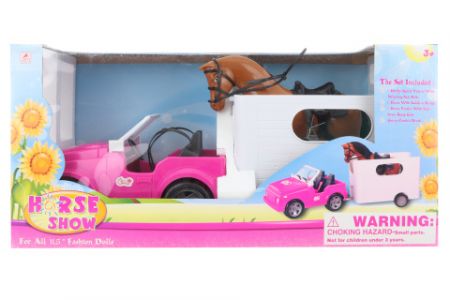 Auto pro panenky s přívěsem a koněm DS73687008