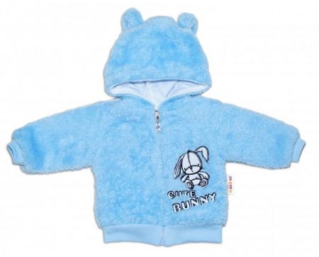 Zimní kabátek chlupáčková bundička s kapucí Cute Bunny Baby Nellys - modrá, vel. 80, 80 (9-12m)