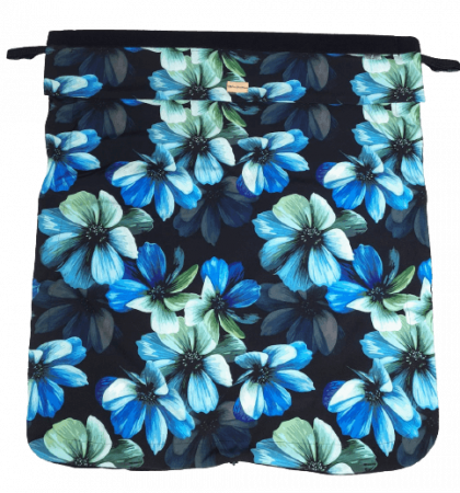 Softshellová nepadací deka do kočárku  - modré kytky