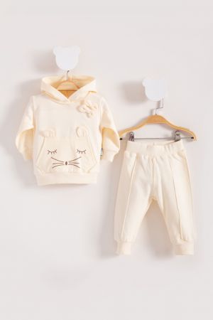Dětská tepláková souprava s kapucí krémová| Dětské a kojenecké oblečení Velikost: 86