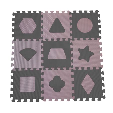 Baby Dan Pěnová hrací podložka puzzle Geometrické tvary, Rose 90x90 cm Barva: šedé