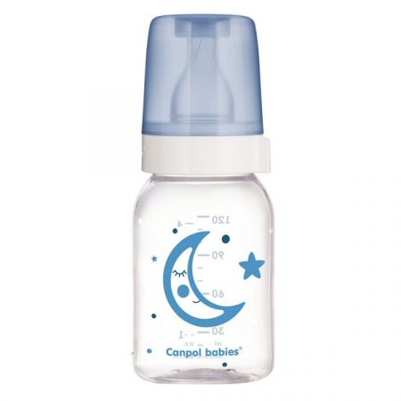 CANPOL BABIES skleněná láhev s potiskem NIGHT DREAMS 120ml Modrá