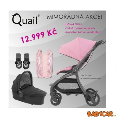 BABYSTYLE sportovní kočárek EGG QUAIL + hluboká korba + adaptéry Strictly Pink/Pink