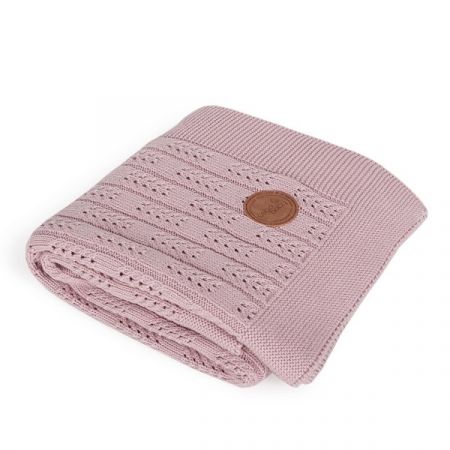 CEBA BABY pletená deka v dárkovém balíčku 90x90cm Rybí Kost/Růžová