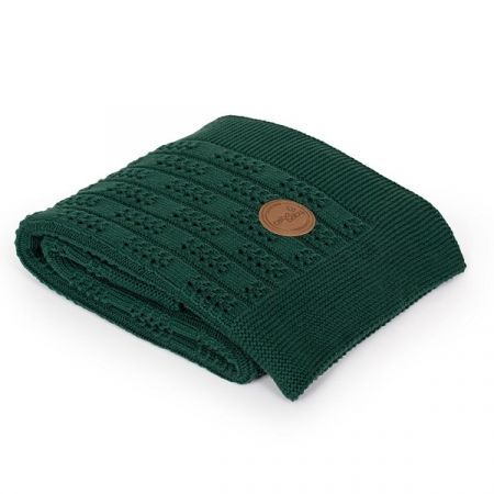 CEBA BABY pletená deka v dárkovém balíčku 90x90cm Rybí Kost/Emerald