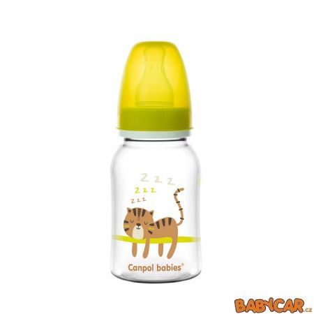 CANPOL BABIES láhev s potiskem AFRIKA 120ml Tygr/Žlutá