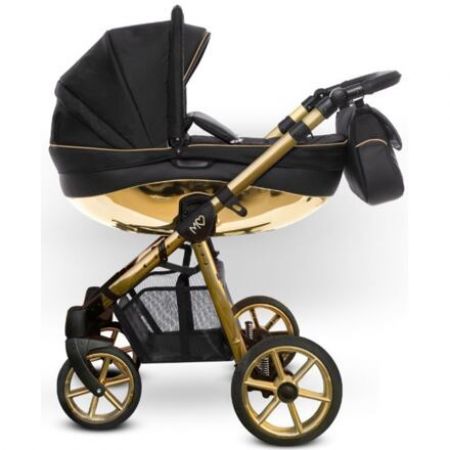 Kočárek Baby Active Mommy Glossy trojkombinace s autosedačkou Black/Gold