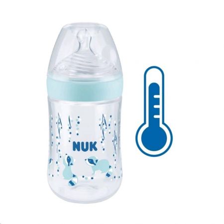 NUK Kojenecká láhev NUK Nature Sense s kontrolou teploty 260 ml modrá