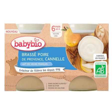 BABYBIO Brassé hruška skořice 2x130 g