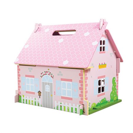 Bigjigs Toys Přenosný dřevěný domeček pro panenky - poškozený obal DS26916347