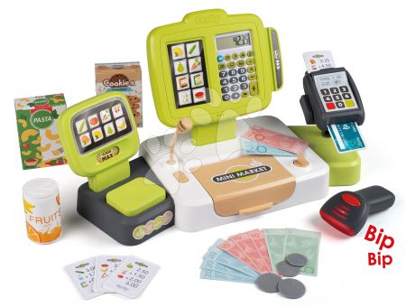 Smoby Registrační pokladna s elektronickými funkcemi Large Cash Register  s funkčním skenerem kalkulačkou a mechanickou váhou s 30 doplňky