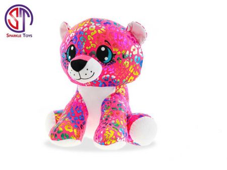 Leopard Rainbow Star Sparkle plyšový barevný 24cm