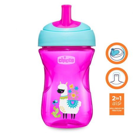 CHICCO Hrneček Advanced s brčkovým náustkem 266 ml růžový 12m+