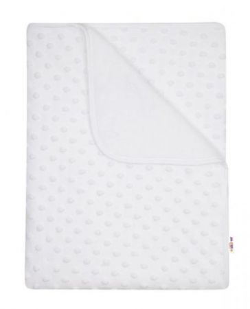 Baby Nellys Dětská luxusní oboustranná deka s minky 80x90 cm, bílá