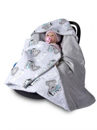 Zavinovací deka Baby Max Minky s kapucí GREY/BOY 13