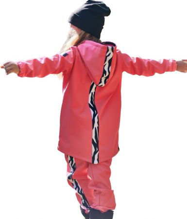 JAKOMAMACZ Softshellová bunda s fleecem PINKIE ZEBRA - Holčička Velikost: Dítě 122 - 128
