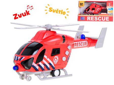 Helikoptéra ambulance 20 cm na setrvačník světlem a zvukem Červená