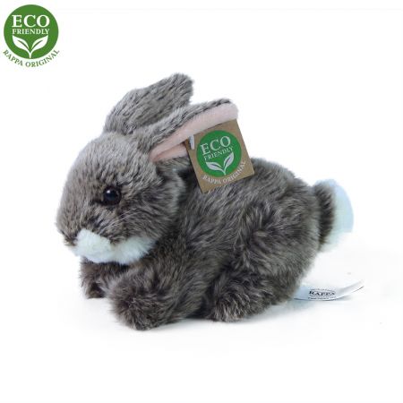 RAPPA | Plyšový králík tmavě šedý ležící 17 cm ECO-FRIENDLY DS64763003