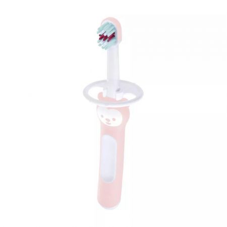 Mam First Brush - dětský zubní kartáček 6m+ s bezpečnostním krytem Pastelový růžový