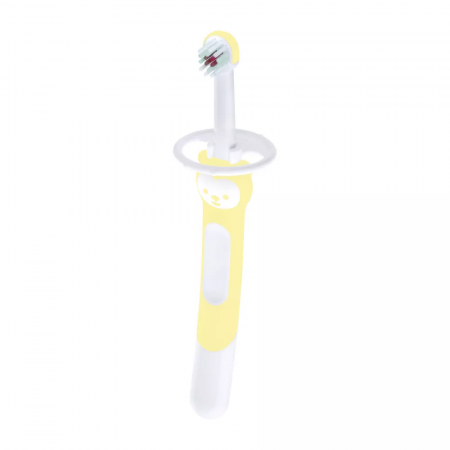 Mam Training Brush - dětský zubní kartáček 5m+ s bezpečnostním krytem Pastel žlutý
