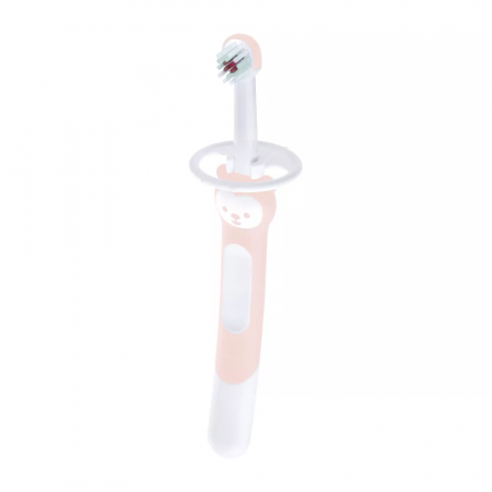 Mam Training Brush - dětský zubní kartáček 5m+ s bezpečnostním krytem Pastel růžový