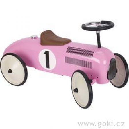 Goki Odrážedlo - odstrkovadlo světle růžová závodnička, gumová kola