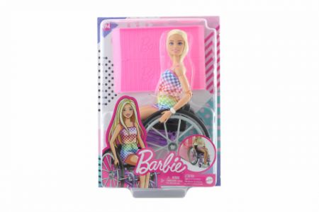 Barbie Modelka na invalidním vozíku v kostkovaném overalu HJT13 DS36282063
