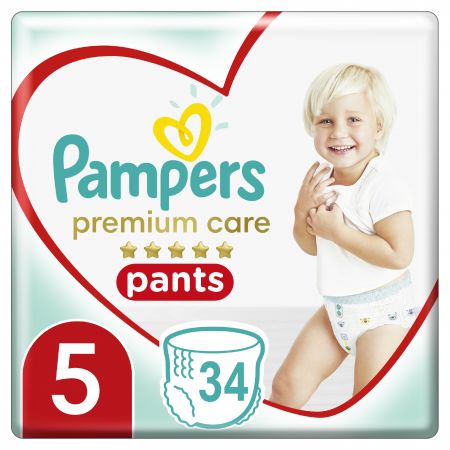 Pampers Premium Care Pants - kalhotkové plenky vel. 5 (12-17 kg), 34 ks