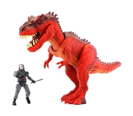 Jurassic Clash Dinosaurus 32 cm s bojovníkem Červený