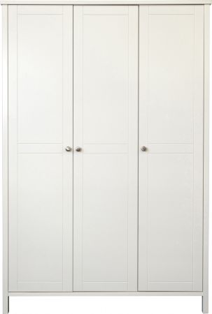 Šatní skříň bílá s kovovými úchyty Stockholm 102 šířka 130 cm