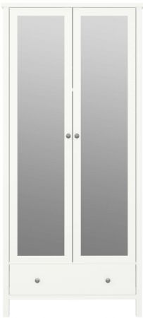 Bílá šatní skříň Stockholm 104 se zrcadlovými dveřmi 89 cm
