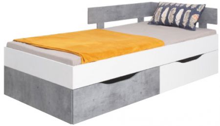 Dětská postel 90 x 200 s úložnými šuplíky Giga 15 bílý lux / beton