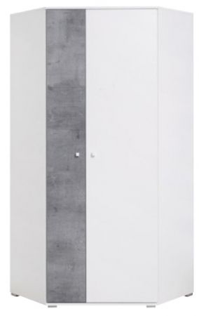 Rohová šatní skříň Giga 2 bílý lux / beton