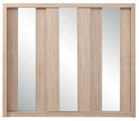 Šatní skříň dub sonoma s posuvnými zrcadlovými dveřmi Konica 250 cm