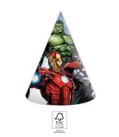  Procos  Čepičky papírové - Avengers (Marvel), 6 ks