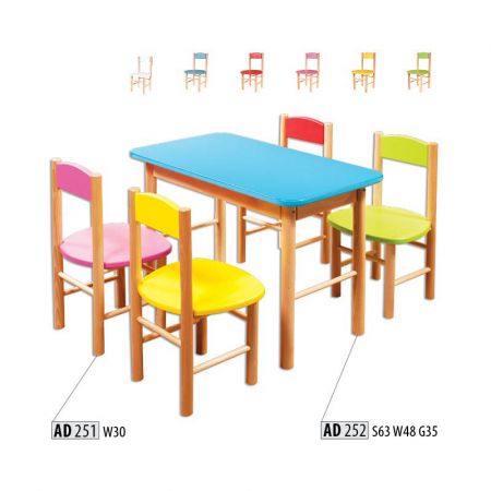 Dřevěná dětská židlička AD251 s barevným sedákem