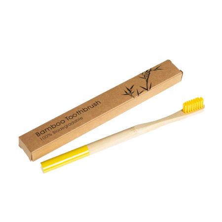 beUnik Bambusový kartáček na zuby barevný - soft - žlutý