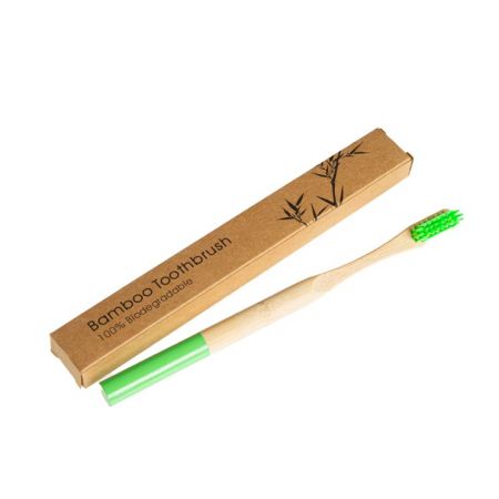 beUnik Bambusový kartáček na zuby barevný - soft - zelený