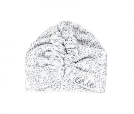 Enie Baby Turban - dětská čepice-Grey Leaves 12-16m