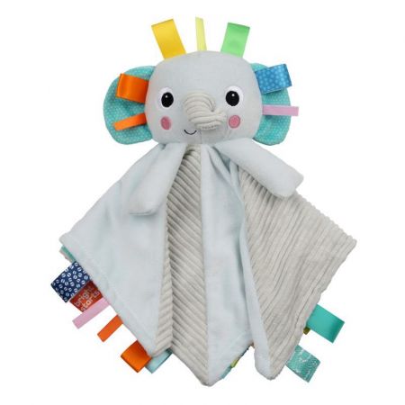 BRIGHT STARTS Mazlící dečka s hlavou Cuddle'n Tags slon 0 m+