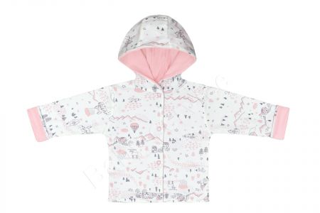 Baby Service Bavlněný oboustranný kabátek s kapucí Městečko Růžový Vel. 74