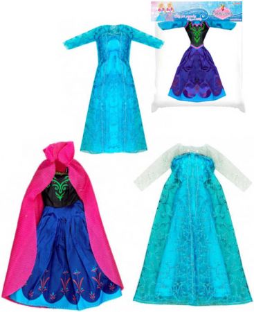 Oblečení pro paneku modré šatičky zimní království 4 druhy v sáčku DS83839839