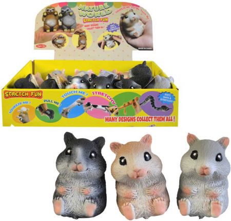 Křeček strečový 8cm zvířátko elastické natahovací antistresové 3 barvy DS21610467