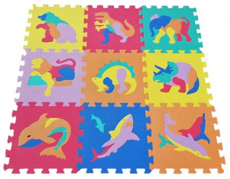 Měkké bloky Zvířátka 9ks pěnový koberec baby vkládací puzzle DS98083784