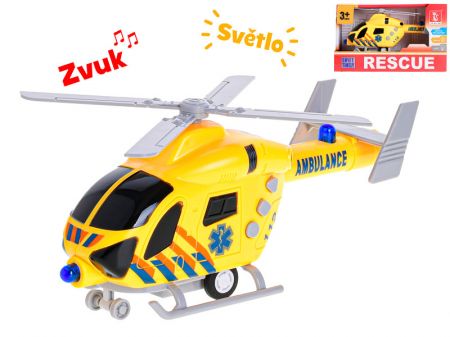 Helikoptéra ambulance 20 cm na setrvačník světlem a zvukem Žlutá