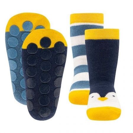 Ewers Dětské protiskluzové ponožky 2ks-Pinguin Tinte 16-17